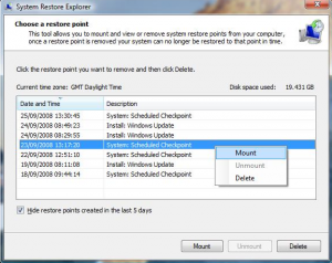 Mount system restore point